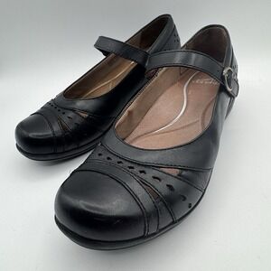 Dansko Mathilda Black Mary Jane Flat Shoe Womens EU 39 US 7.5-8 Leather Strappy